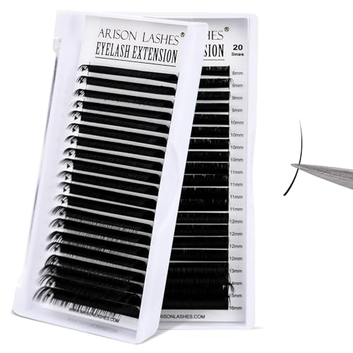 Arison Lashes Cashmere Classic Lash Extensions Soft Lashes 20 Rows Mixed Tray D 8-16mm Curl 0.07 Thick Volume Pesta?as Pelo a Pelo