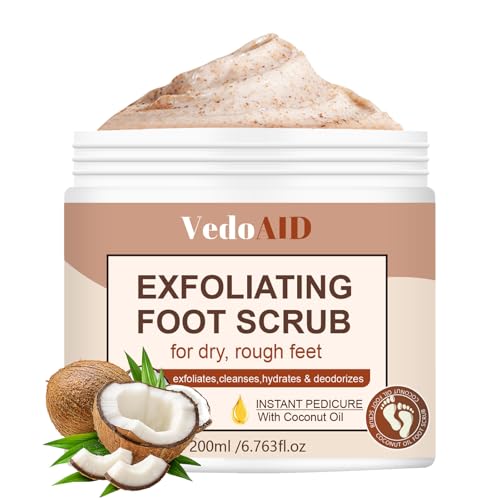 VedoAID Peppermint Foot Scrub - Exfoliating Cream for Cracked Heels, 200ml