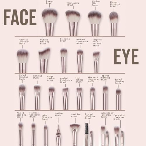 MZGGDM 64Pcs Brown Makeup Brushes Set with Case Professional Foundation Powder Concealers Eyeshadow Contour Blush Makeup Brush Kits Travel Make up Brushes & Tools Eye and Face Makeup Kit