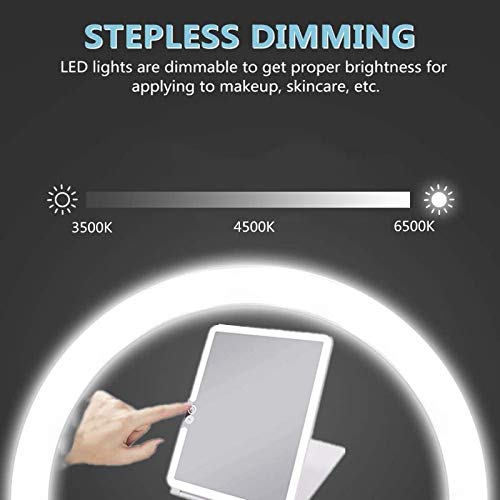 Folding LED Makeup Mirror with 72 Lights & USB Charging