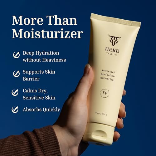 Beef Tallow Moisturizer 2oz Unscented ? Grass-Fed Tallow Face & Body Cream with Manuka Honey, Colloidal Oat, Hyaluronic Acid ? Hydrating Balm for Sensitive, Dry, Redness-Prone Skin