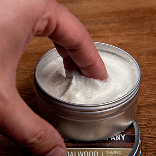 Sandalwood Shaving Cream for Men - Thick Lather, Water-Based, 5oz