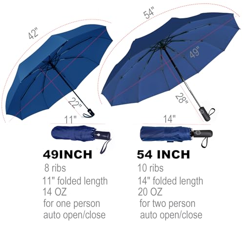 SIEPASA Windproof Travel Compact Umbrella-Automatic Umbrellas for Rain-Compact Folding Umbrella, Travel Umbrella Compact, Windproof Umbrellas for Men Women Teenage.(Navy Blue, 54 Inch)