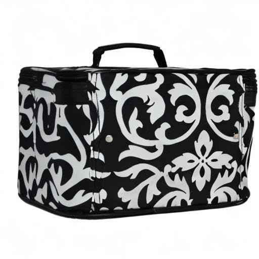 World Traveler Women's 2-Piece Cosmetic Case Set, Greek Key H Black White