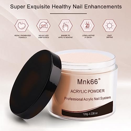 Mnk66 Acrylic Powder Professional Clear Pink Nude Milky White Acrylic Nail Powder for Nail Extension, French Nail Art 3D Flowers, Nail Carving, Beginner (YSJF004-30g)