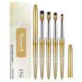KEMEISI 4-Pack Gold Kolinsky Acrylic Nail Brushes Set - Professional Manicure Tools