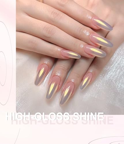 BISHENGYF Pearl Chrome Nail Powder:【Super Mirror Effect】White Pearl Chrome Nail Powder Ice Transparent Aurora Chrome Nail Powder for Nails Art DIY