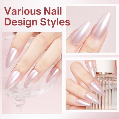 MIZHSE Pearl Pink Nail Polish - Quick Dry High Shine 15ml, Pearl Pink Variant