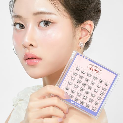 CORINGCO Self-Adhesive False Eyelashes - Natural Look, 9-11mm
