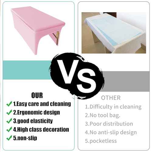 Pink Lash Bed Cover 6FT Vinyl Massage Table Cover Protector, Silky Reusable & Wipeable Massage Bed cover Waterproof Ultra-Durable and High Elasticity Leather Spa Bed Covers for Esthetician