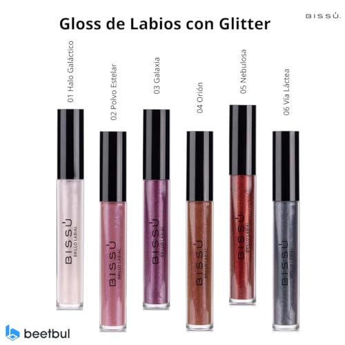 Bissú Glitter Lip Gloss - 6 Shades, Non-Sticky, Buildable