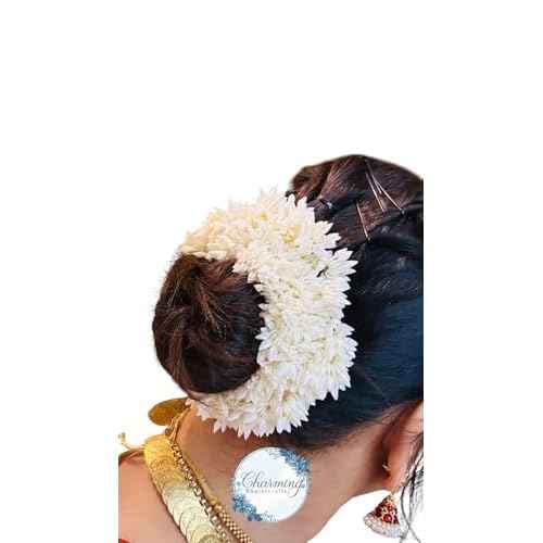 Mogra White Gajra Hair Accessories Gajra Rubber Band for Women (Pack of 2)(White) Hair Scrunchies