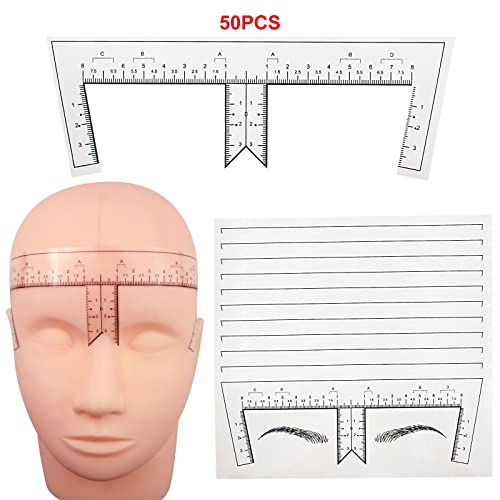 Microblading Eyebrow Ruler Stickers - 50 Pack Adhesive Brow Mapping Tool