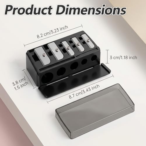 5-Hole Makeup Pencil Sharpener with Lid for Eyeliner, Lip & Brow Pencils