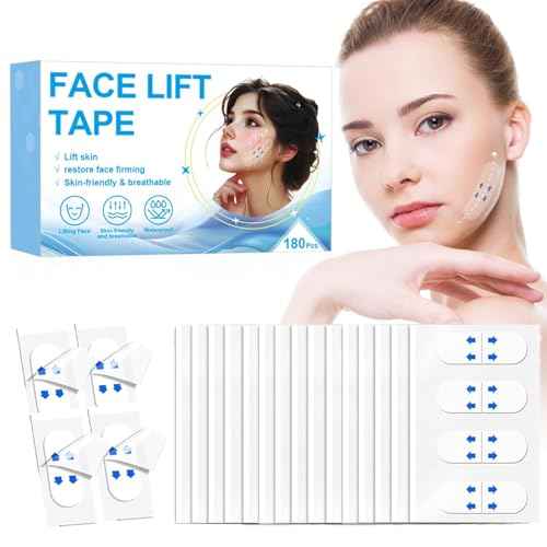 180PCS Neck Tape Lifting Invisible,Face Lift Tape,Face Tape Lifting Invisible, Face Lift Tape Invisible for Makeup - V-Shaped Facial Tape for Instant Lifting of Neck, Jawline, Cheeks & Double Chin