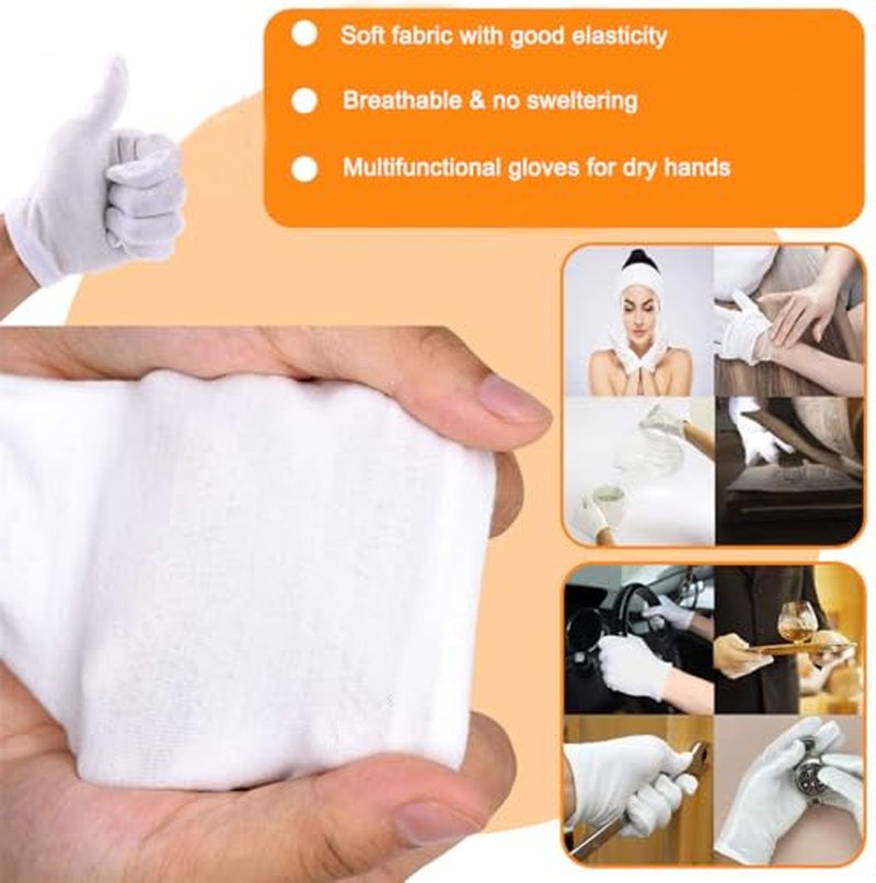 Cotton Gloves for Eczema Relief - Soft Breathable Moisturizing Liners