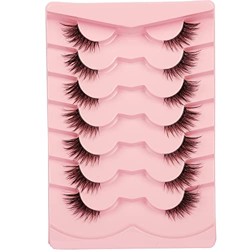 Half Lashes Cat Eye 3D Fluffy Wispy Clear Band - 7 Pairs