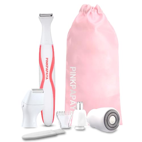 Electric Bikini Trimmer for Women,4 in 1 Electric Shaver,Bikini Line Hair Removal and Facial Hair Remover,Face Razors & Nose Hair Trimmer,Women's Grooming Kit,Tomato/p9k8