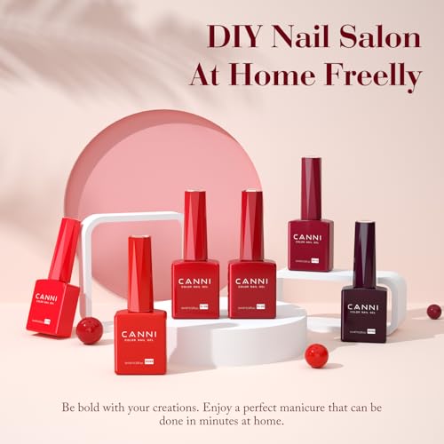 CANNI 9ML Gel Nail Polish Set - Burgundy Red 6 Shades UV LED Soak Off, Upgraded Design