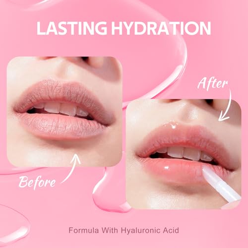 Color Nymph Lip Oil & Lip Gloss Set, Hydrating Non-Sticky Lip Makeup, Nourishing Lip Care with Jojoba Oil & Hyaluronic Acid, Glossy Pigmented Finish, #04 Ballet Pink