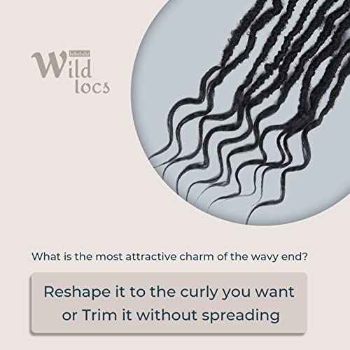 Niseyo Wild Locs 24 Inch Distressed New Faux Locs with Curly Ends 8 Packs Long Soft Pre-looped Goddess Crochet Hair (1B, Natural Black)