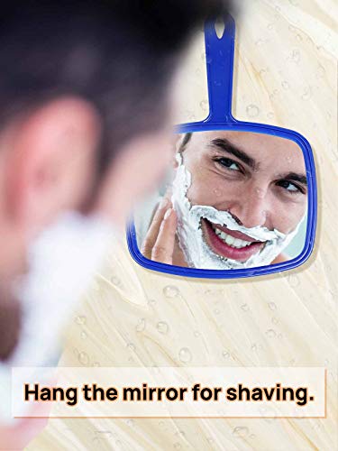 OMIRO Hand Mirror with Handle - 9.3" Blue American Flag Design, Compact Travel Mirror