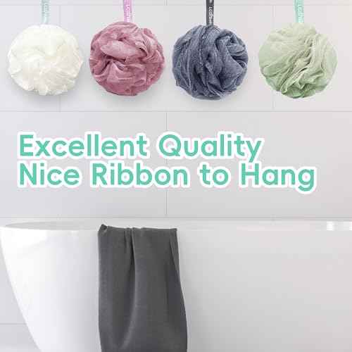 Loofah 4 Pack 75g Extra Large Loofa Set Soft Bath Sponge Thick Body Wash Puffs for Shower Flower