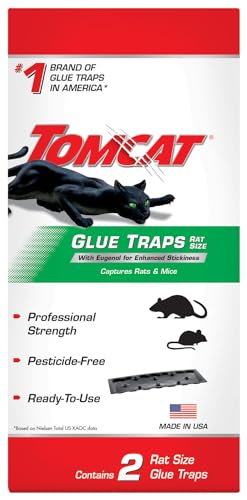 Tomcat Mouse Trap with Immediate Grip Glue for Mice, Cockroaches, Spiders, and Scorpions, Ready-To-Use, 4 Traps