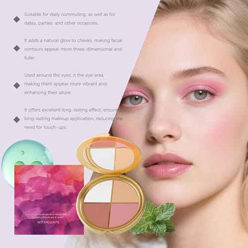 Eye & Cheek Palette - Eyeshadow and Highlighter Makeup, Makeup Palettes Contour Kit, Shimmer Glow Face Highlighter Palette for Women Face, Natural Glow Contour Powder, with Detachable Brush