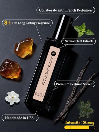 PUREAMOR Amber Vanilla Perfume for Women - Long Lasting Travel Size Eau de Parfum