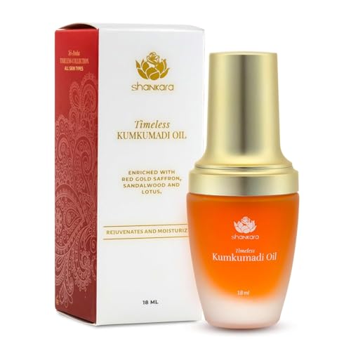 Shankara Kumkumadi Oil for Face - Pure Saffron with 32 Ayurvedic Flowers ? Gua Sha Facial Oil for Glowing Skin ? (18ml) Timeless Kumkumadi Tailam Original Scent ? Moisturizing and Hydrating