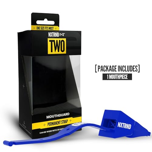 Nxtrnd TWO Football Mouth Guard, Football Mouthpiece with Strap, Fits Adult & Youth (Blue)