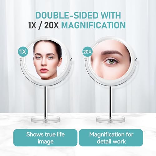 MIYADIVA 20X Magnifying Makeup Mirror - Double Sided with Stand