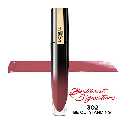 L'Oreal Paris Brilliant Signature Shiny Lip Stain Lipstick, Be Outstanding 0.21 Fl Oz.