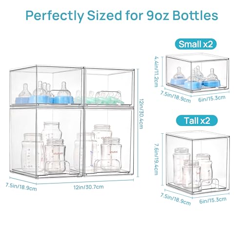 Vtopmart 4-Pack Stackable Baby Bottle Organizer Drawers