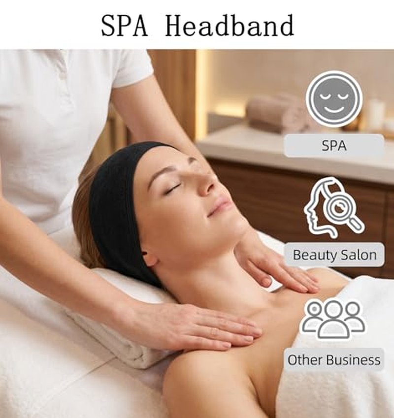 3-Pack Adjustable Spa Facial Headbands for Women - Terry Cloth