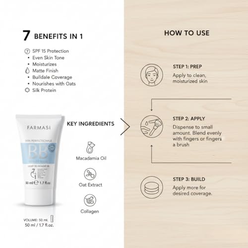 Farmasi BB Cream SPF 15 Matte - Light to Medium Shade