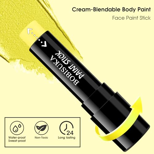 Yellow Face Paint Stick for Kids & Adults - Full Coverage, Waterproof, Halloween & Cosplay