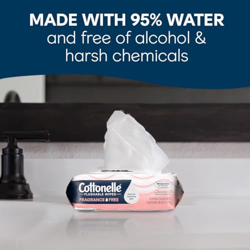 Cottonelle Fragrance Free Flushable Wet Wipes, 8 Packs of 42