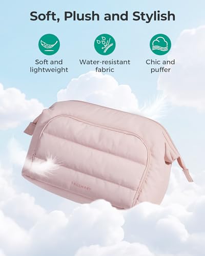BAGSMART Travel Makeup Bag with Wide-Open Design & Organizer Pockets