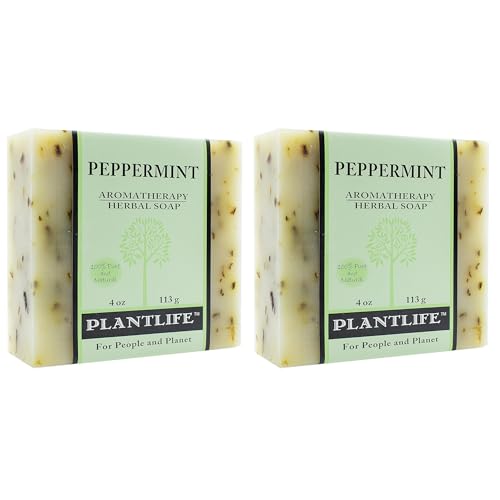 Plantlife Peppermint Bar Soap Pack of 2 - Moisturizing and Soothing Soap for Your Skin - Hand Crafted Using Plant-Based Ingredients - Made in California 4oz Bar