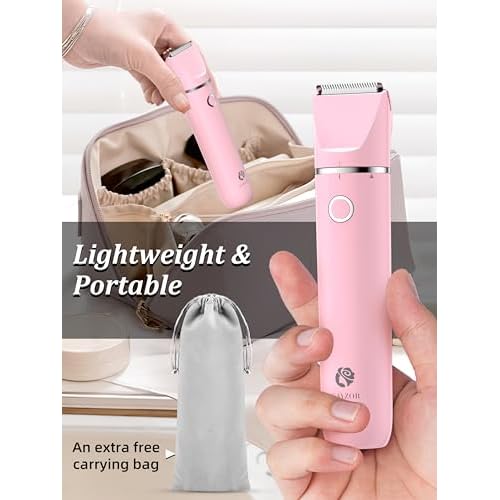 Bikini Trimmer and Shaver Kit for Women - 2-in-1 Wet/Dry Electric Body Hair Trimmer Facial Hair Removal Cordless Waterproof Bikini Shaver Razor for Face Lip Chin Pubic Underarm Legs