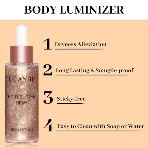 UCANBE Body Glitter Drops - Hydrating Shimmer Highlighter