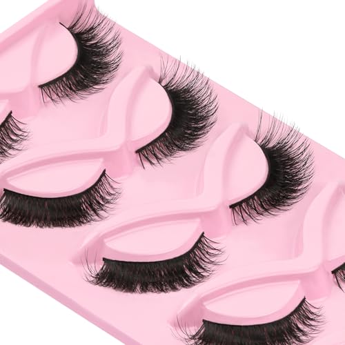 Veleasha Cat Eye Lashes 5 Pairs - Faux Mink False Eyelashes