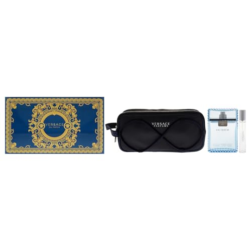 Versace Man Eau Fraiche 3-Piece Gift Set - 3.4 oz EDT, Travel Spray & Bag