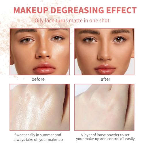 MAEPEOR Matte Setting Loose Powder 8 Colors Smooth and Lightweight Face Powder for Brightening and Setting Makeup with Face Puff (07 Flesh)