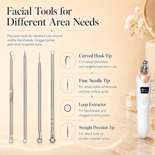 Blackhead Remover Vacuum with 3 Suction Levels & 5 Probes