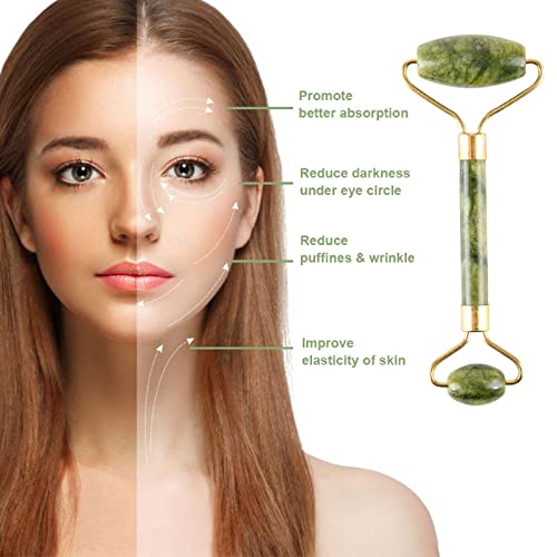 Jade Roller & Gua Sha Set - 5-in-1 Facial Massage Tool Kit
