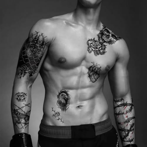 77 Sheets Barbed Wire Temporary Tattoos for Men & Women
