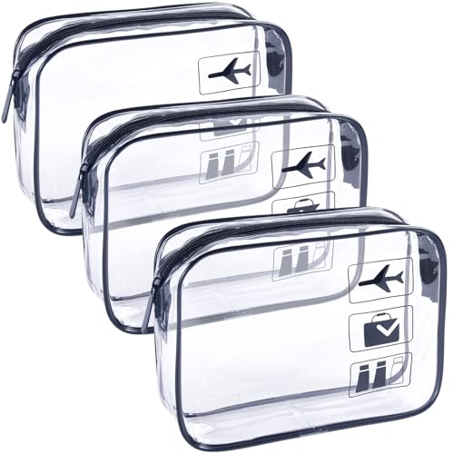 TSA Approved Clear Toiletry Bag 3-Pack Quart Size